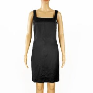 Vintage Laurel by Escada Muted Satin Finish Black Midi Cocktail Dress